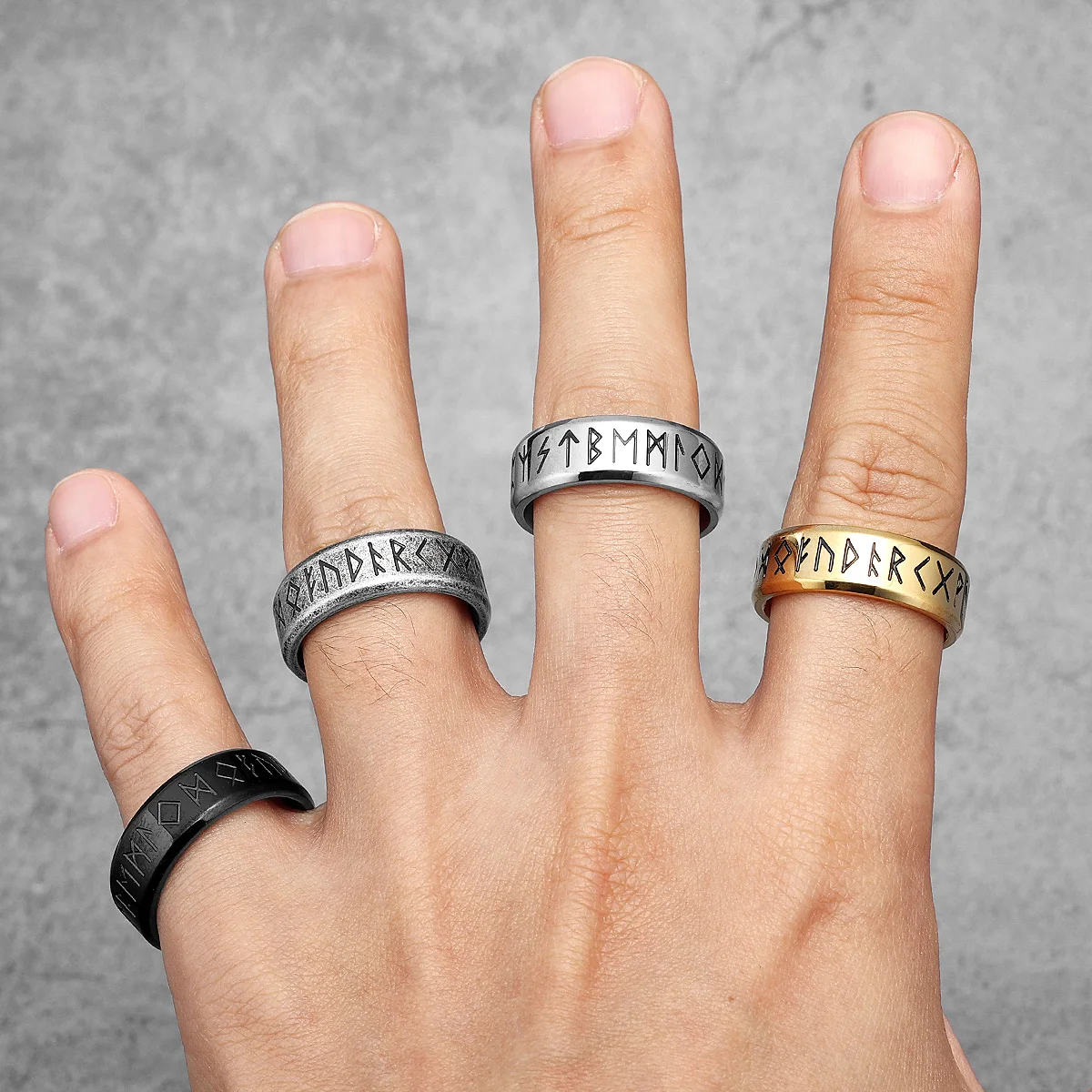 Viking Rune Band Ring Men Nord - Fashion Ethnic Wear For Men 评论和价格