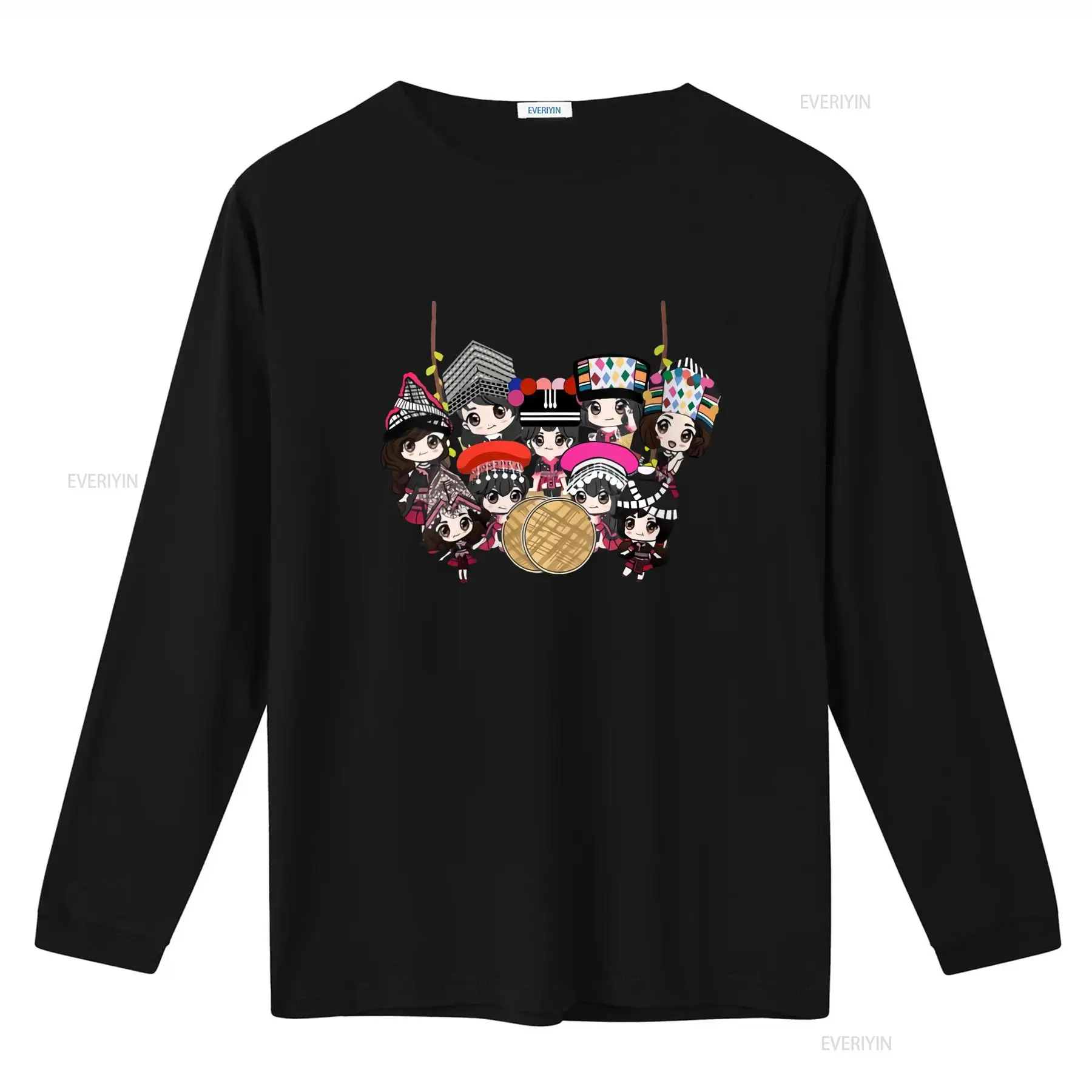 9 Hmong Girls Cartoon Print T  - Fashion Ethnic Wear For Men 评论和价格