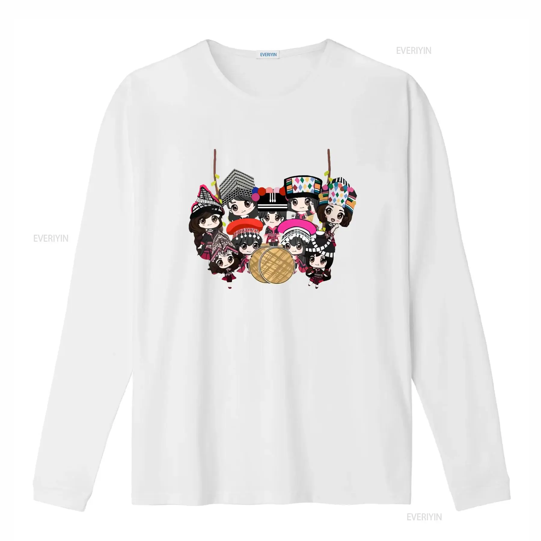 9 Hmong Girls Cartoon Print T  - Fashion Ethnic Wear For Men 评论和价格