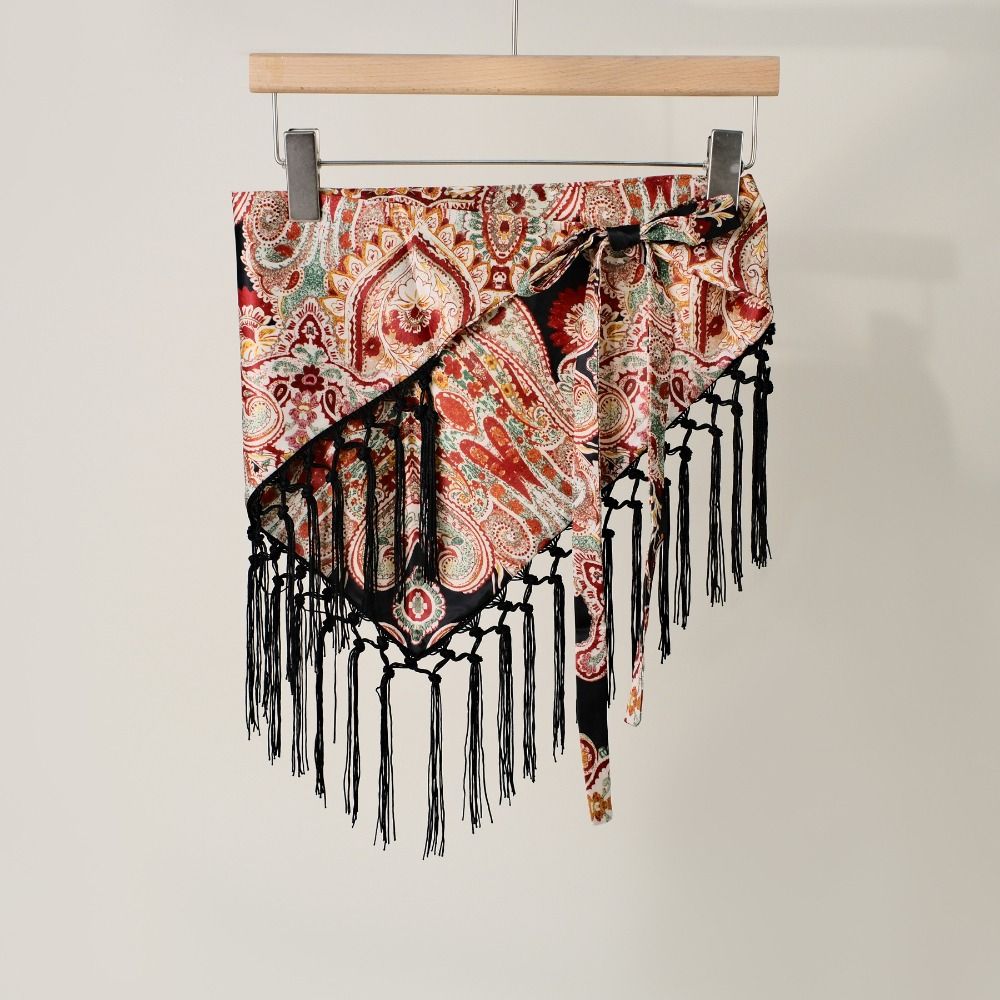 Ethnic Paisley Print Hip Scarf - Y2K Ethnic Fashion 评论和价格