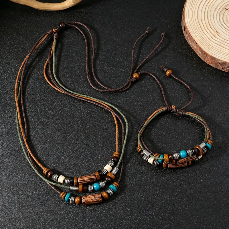 Vintage 2 Layer Faux Leather W - Fashion Ethnic Wear For Men 评论和价格